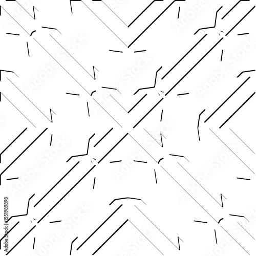 3d relief tiles.
Vector pattern with symmetrical elements . Modern stylish abstract texture. Repeating tiles from striped elements. Black and white pattern.