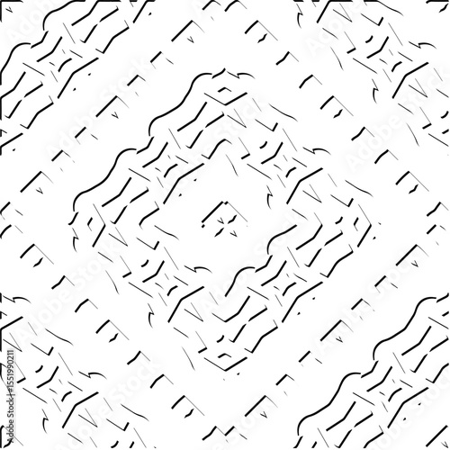 3d relief tiles.
Vector pattern with symmetrical elements . Modern stylish abstract texture. Repeating tiles from striped elements. Black and white pattern.