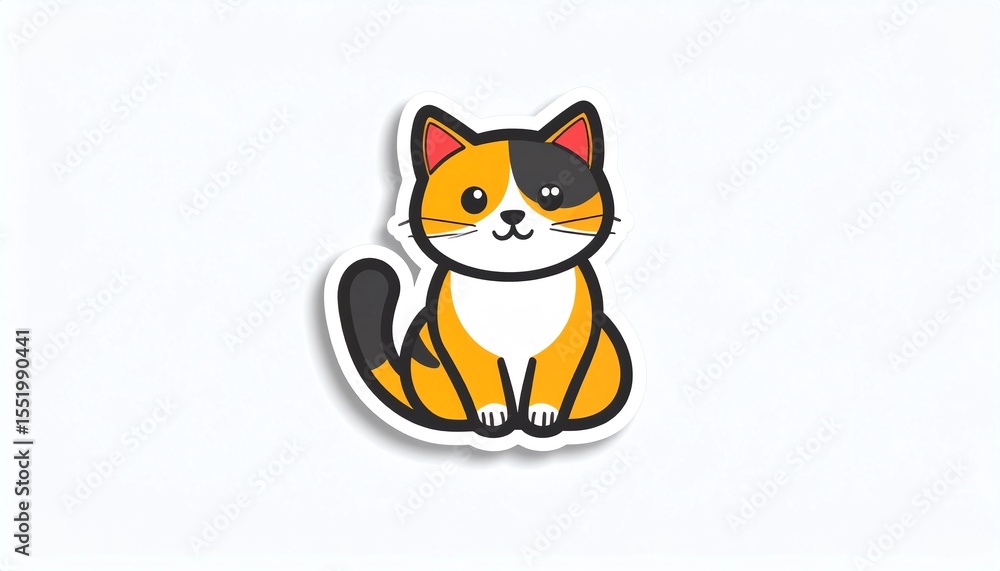 Obraz premium Cute Calico Cat Sitting With a Playful Winking Expression Digital Art