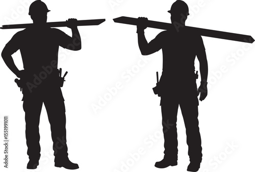 Construction workers teamwork vector illustration