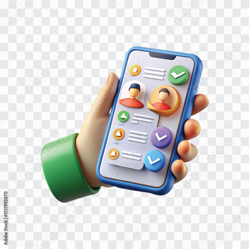 3D Refer a Friend Concept PNG | Hand Holding Smartphone, Referral Bonus, Invite Reward Icon