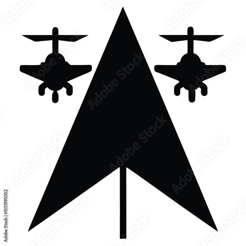 Silhouette Of Drone Light Show Forming Flag In Sky