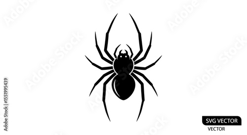 Black and White Silhouette of a Spider: Simple Vector Illustration Design