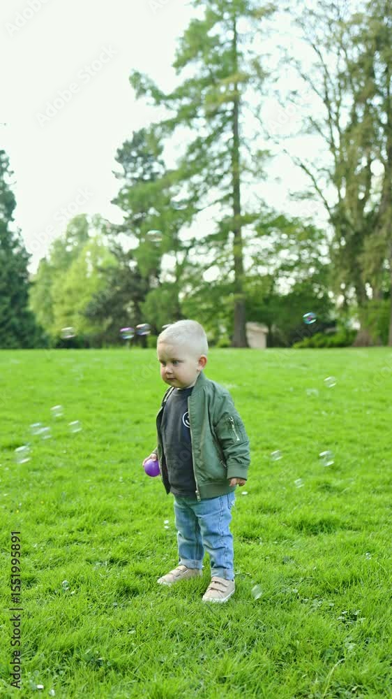A cheerful toddler enjoys a sunny day outdoors, mesmerized by shimmering bubbles, embodying the pure innocence and happiness of childhood in a vibrant, laughterfilled park A cheerful toddler enjoys a sunny day outdoors, mesmerized by shimmering bubbles, embodying the pure innocence and happiness of childhood in a vibrant, laughterfilled park