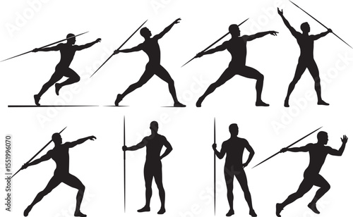 Javelin athlete throwing pose vector illustration