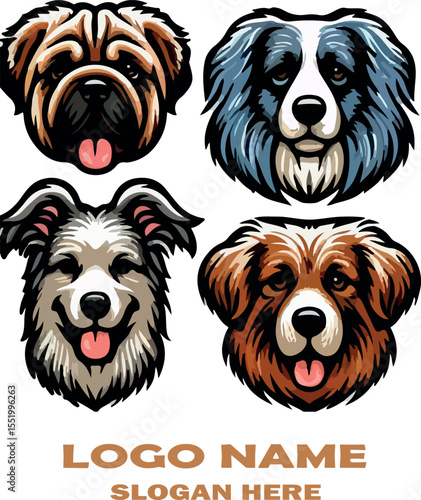 Dog head  Clipart for Cricut & Crafts logo vector white background .