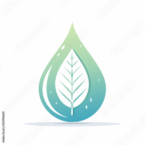 Tearshaped logo contains a leaf Green and blue hues