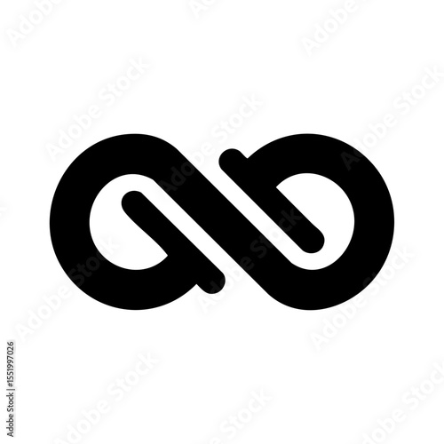 Black vector icon of an infinity loop shaped like a twisted churro.

