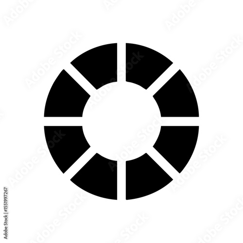 Circular segmented dial icon representing rotation or control.

