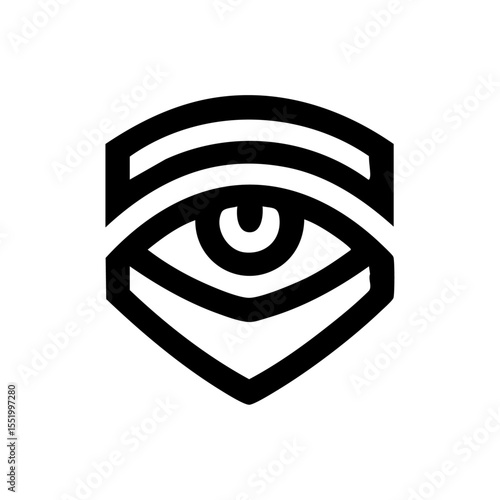 Bold black icon combining vision and defense. Streamlined for tech branding or secure identity visuals




