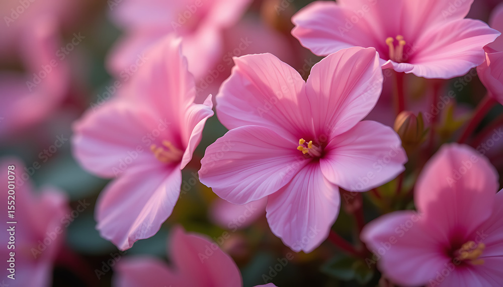 Fototapeta premium Close-up Photography of Delicate Pink Flowers in Soft Sunlight