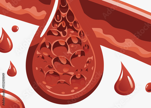 Blood clot illustration, medical imagery, for healthcare publications