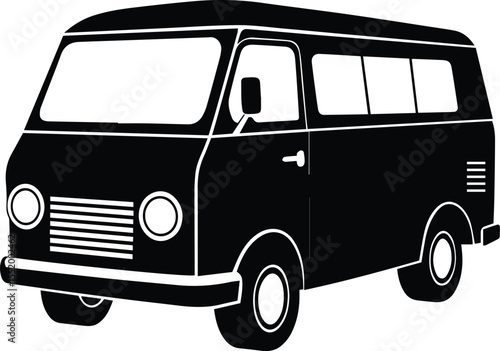 Solid Black Van Icon Vector for Commercial Transport and Logistics Branding