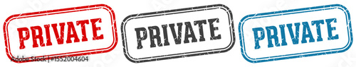 private stamp. private rectangular stamp set isolated on white background