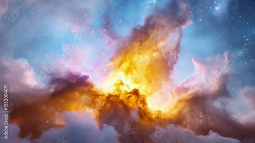 Wallpaper Mural Celestial Canvas: An awe-inspiring depiction of a celestial panorama, with dynamic swirls of radiant nebula illuminating the cosmos and evoking a sense of wonder and tranquility. Torontodigital.ca