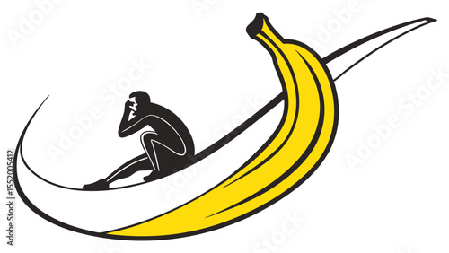 Monkey Riding a Banana A Whimsical Illustration