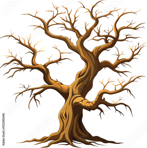 Wallpaper Mural Dead Tree with Twisted Branches – Isolated Nature Silhouette art Torontodigital.ca