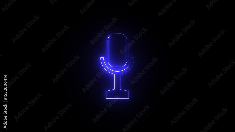 Recording microphone neon icon animation, recording microphone icon animated. Recording microphone neon icon animation, recording microphone icon animated.