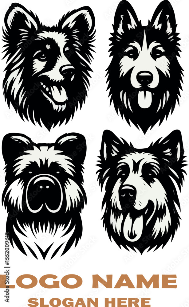 Obraz premium Dog head Silhouette Clipart for Cricut & Crafts logo vector white background .