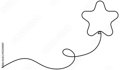 Balloon in star shape continuous line drawing. Gift linear symbol. Vector illustration isolated on white.