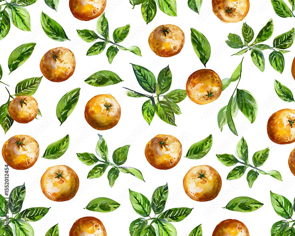 Obraz premium Oranges and leaves pattern