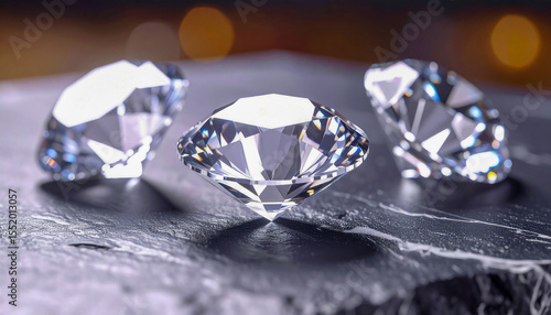 Beautiful cut diamonds lying on the surface