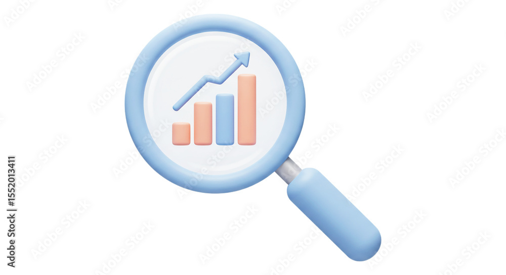 Data Analysis: Visualizing growth with a magnifying glass over business. Data Analysis: Visualizing growth with a magnifying glass over business.