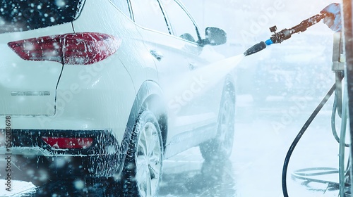 Snowy car wash