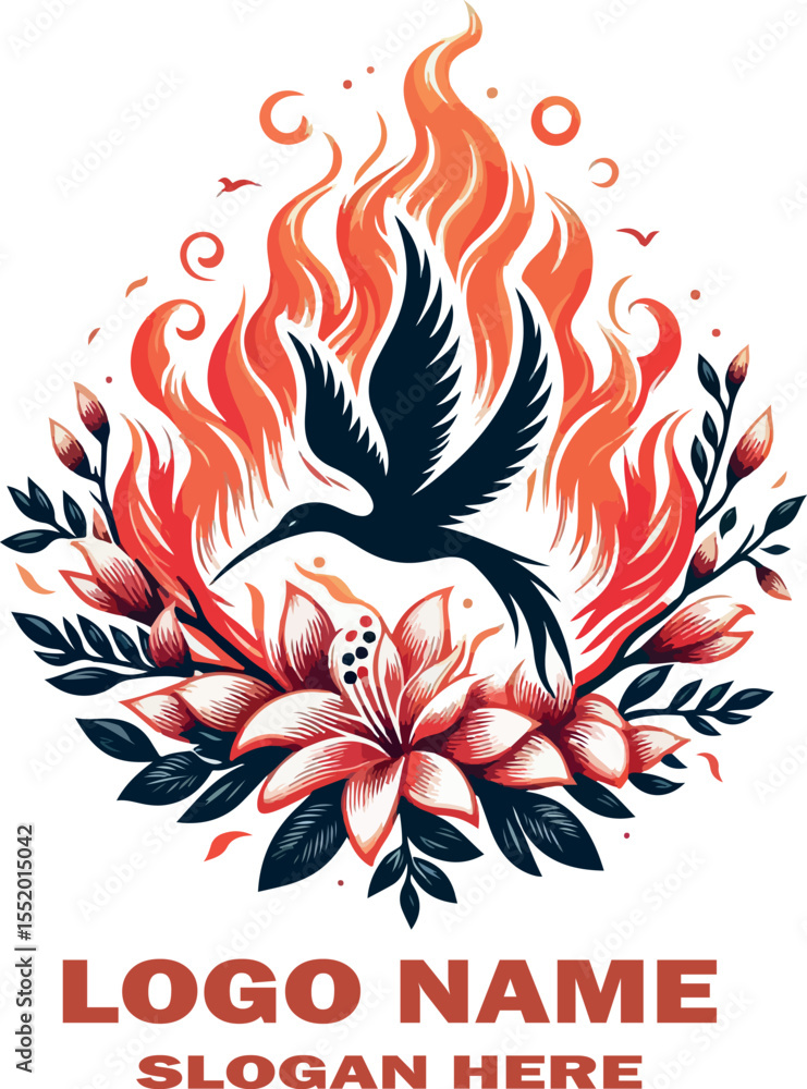 Obraz premium Flame azalea flower logo vector white background .