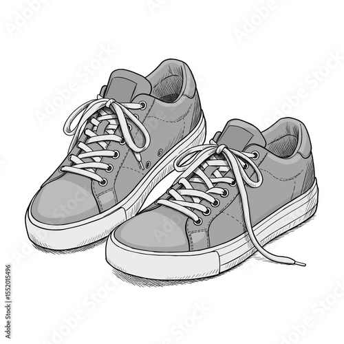 Trendy gray sneakers illustration for fashion or lifestyle visuals, comfortable footwear