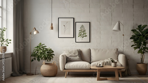 Scandinavian Corner with Plant and Frame – Light Minimal Living