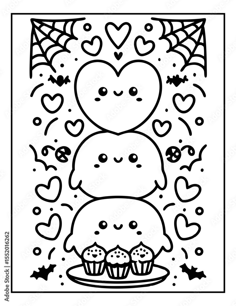 Fototapeta premium hand drawn vector illustration of halloween coloring pages