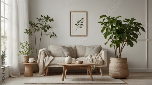 Scandinavian Corner with Plant and Frame – Light Minimal Living