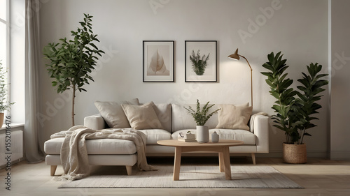 Scandinavian Corner with Plant and Frame – Light Minimal Living