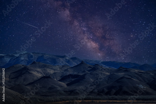 Milky Way Over Mountain, Beautiful night space landscape