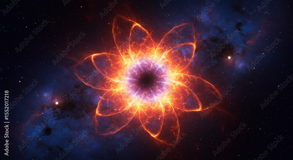 Fototapeta premium fiery cosmic flower blooming from the heart of a dying star