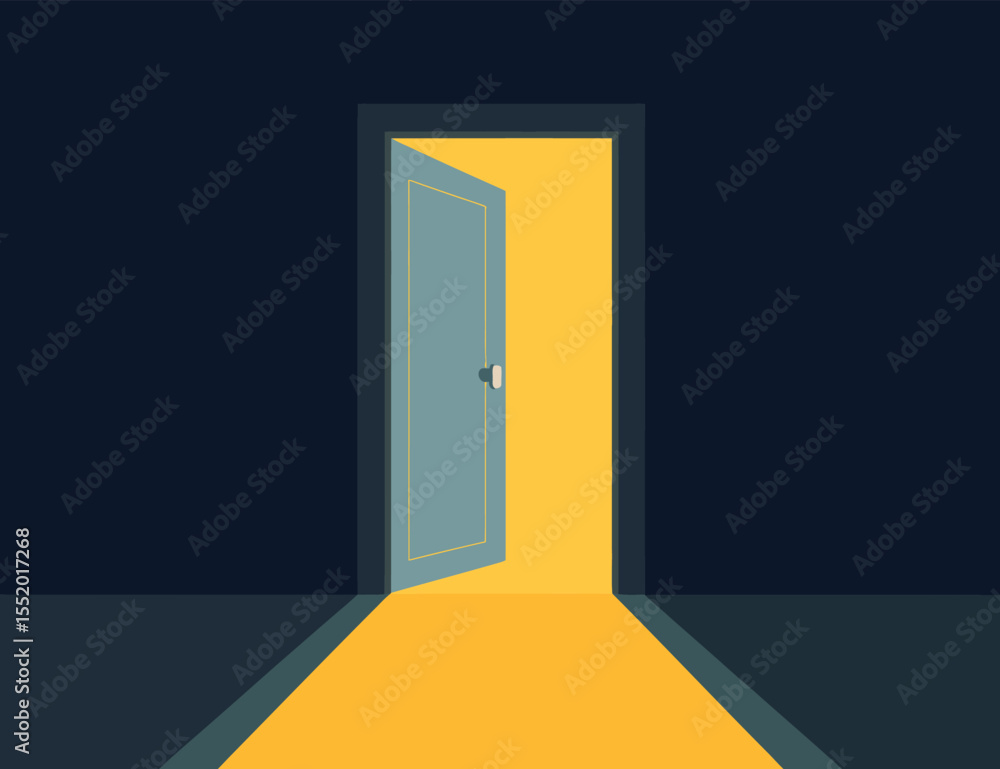 A Simple Illustration of an Open Door Leading to a Bright Yellow Space stylized image open door revealing bright yellow space Dark colors A Simple Illustration of an Open Door Leading to a Bright Yellow Space stylized image open door revealing bright yellow space Dark colors
