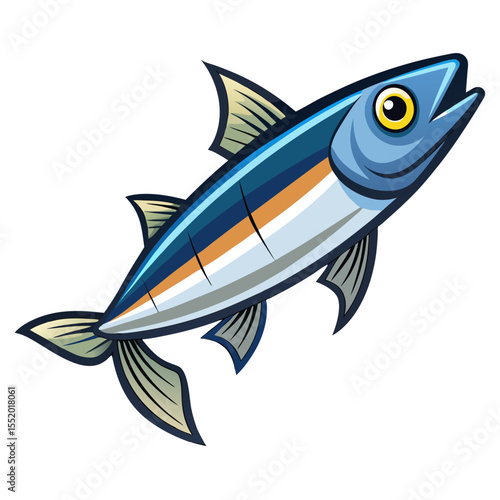 Minimalist Anchovy Fish Graphic on White Background