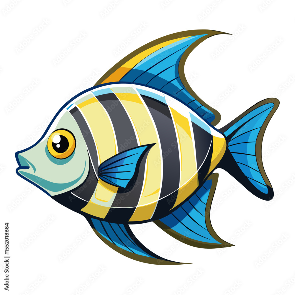 Naklejka premium Minimalist Damselfish Graphic on White Background