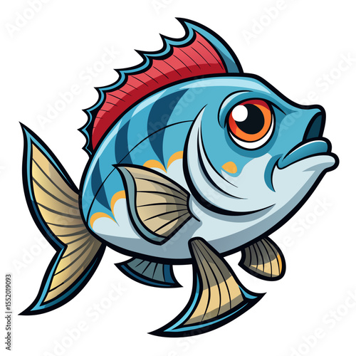 Minimalist Grunt Fish Graphic on White Background