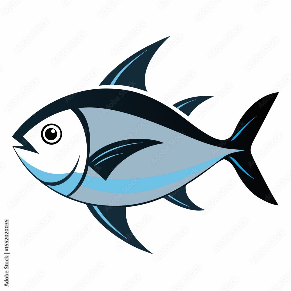 Obraz premium Minimalist Permit Fish Graphic on White Background