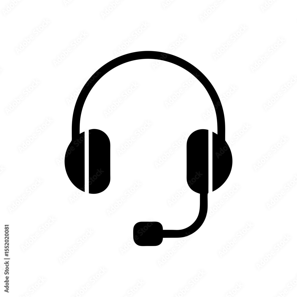 Minimalist headset with mic icon logo with white background for audio tech branding Minimalist headset with mic icon logo with white background for audio tech branding