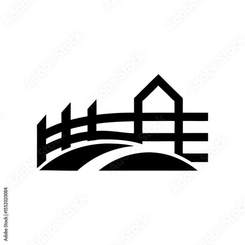 Farm fence icon in minimalist style with white background for rural branding concept