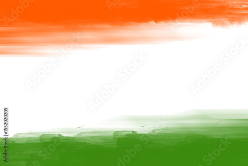 Indian flag colours with rough brush strokes, silhouette illustration isolated isolated transparent background
