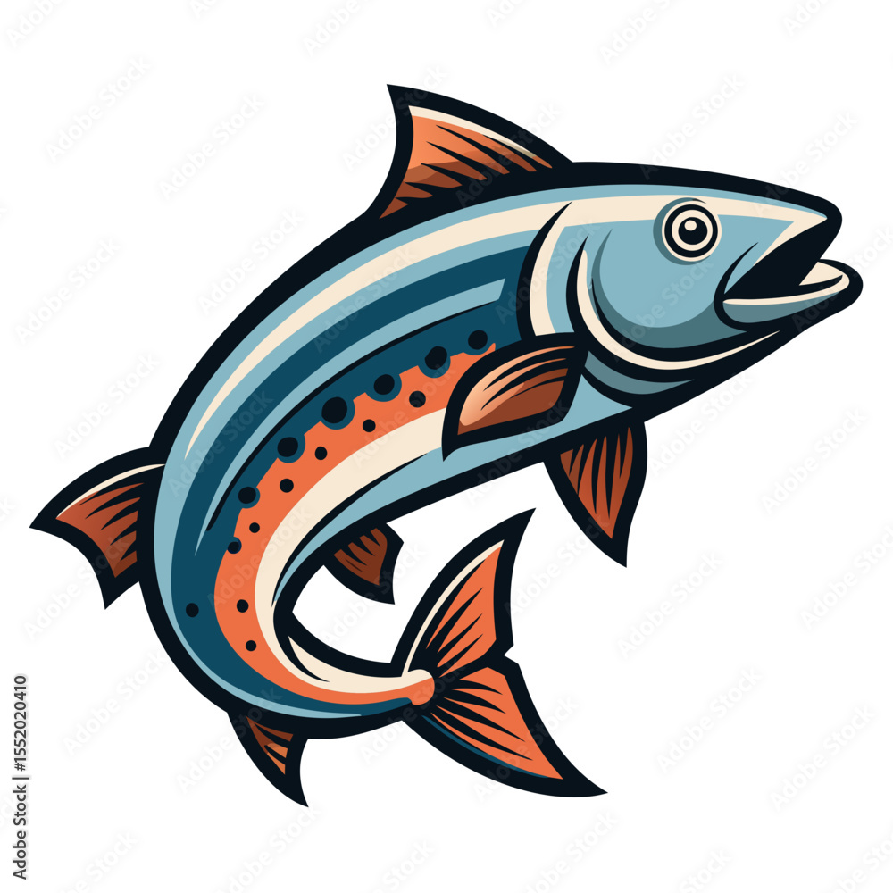 Fototapeta premium Minimalist Salmon Fish Graphic on White Background