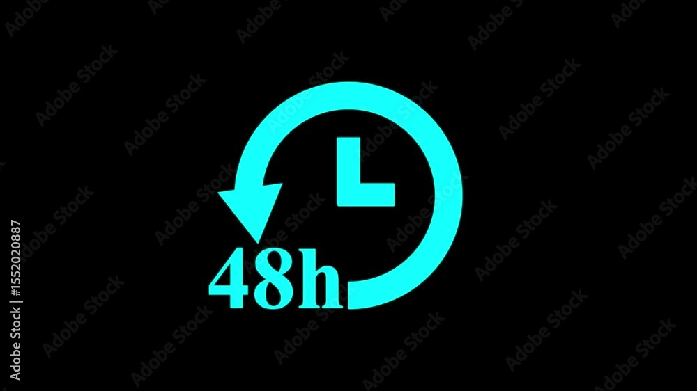 48 hour timer icon animation – alpha background,stopwatch animation of 48 hour left with alpha channel background,48 hour remaining time animation on black background. 48 hour timer icon animation – alpha background,stopwatch animation of 48 hour left with alpha channel background,48 hour remaining time animation on black background.