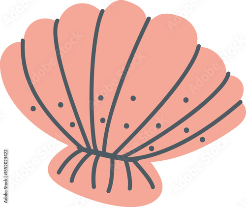 Beautiful seashell vector illustration in colorful cartoon sea style. Perfect for summer beach designs, marine themes and tropical decorations. Isolated on white background, ideal for clipart