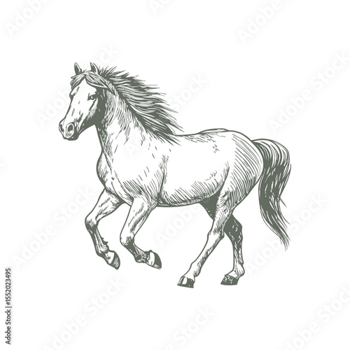 A sketch art of a horse running, showing the initial outline