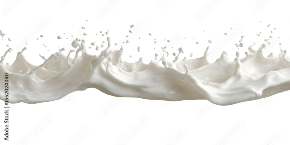 Obraz premium Splash of White Milk Captured Mid-Air on Transparent Background