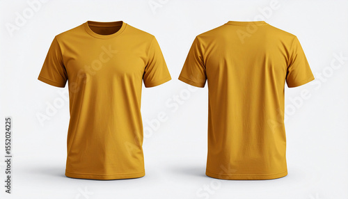 mustard t-shirt front and back quality, white background